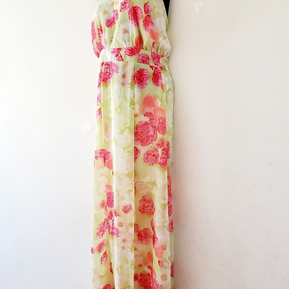 Ella Samani Women's Pink Floral Halter Neck Slim Maxi Dress Size M - Picture 4 of 10